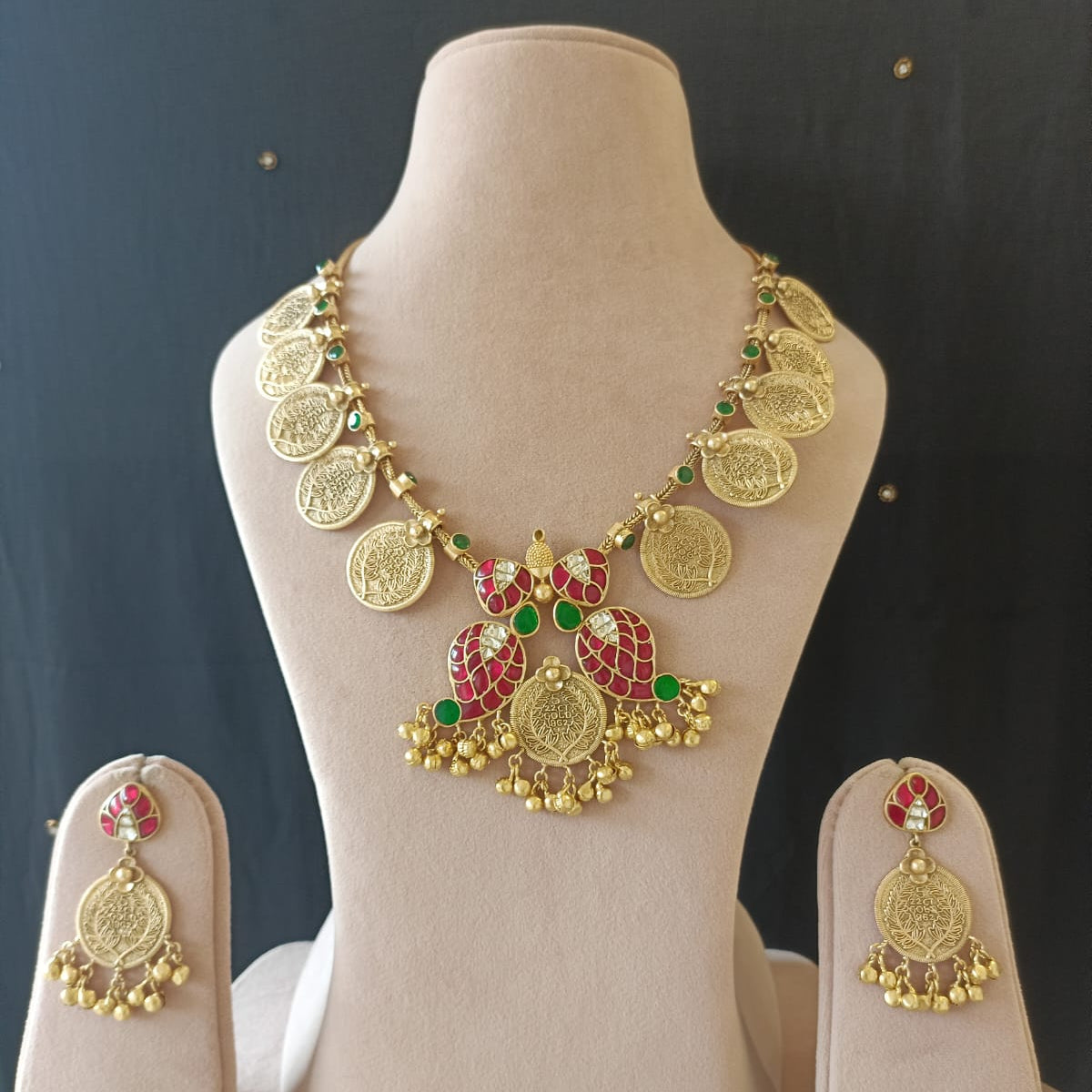 Rubi Mango Gold Coin Necklace Set VNN566
