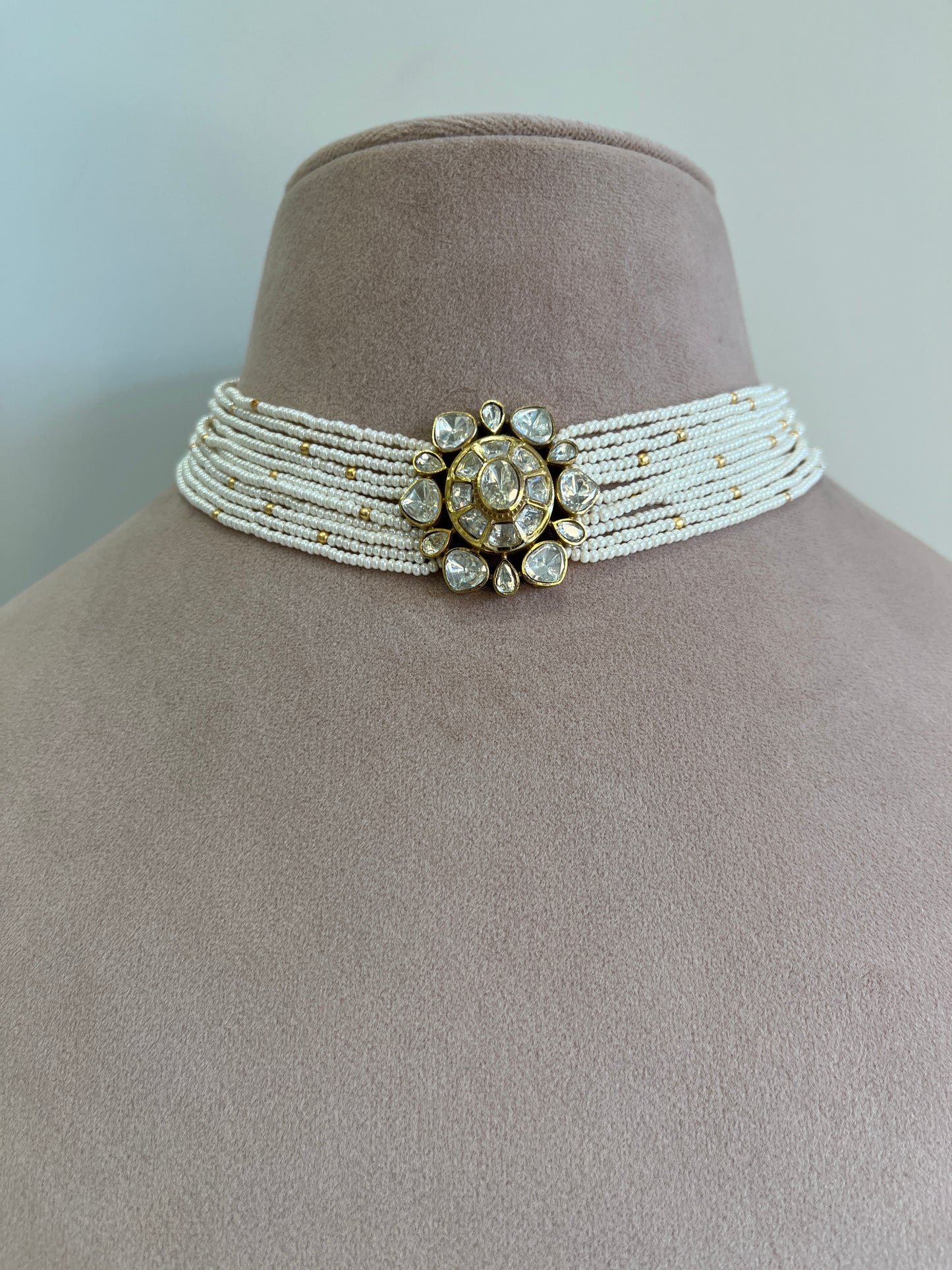 Yellow Polki Pendant Chokar Set VNN572