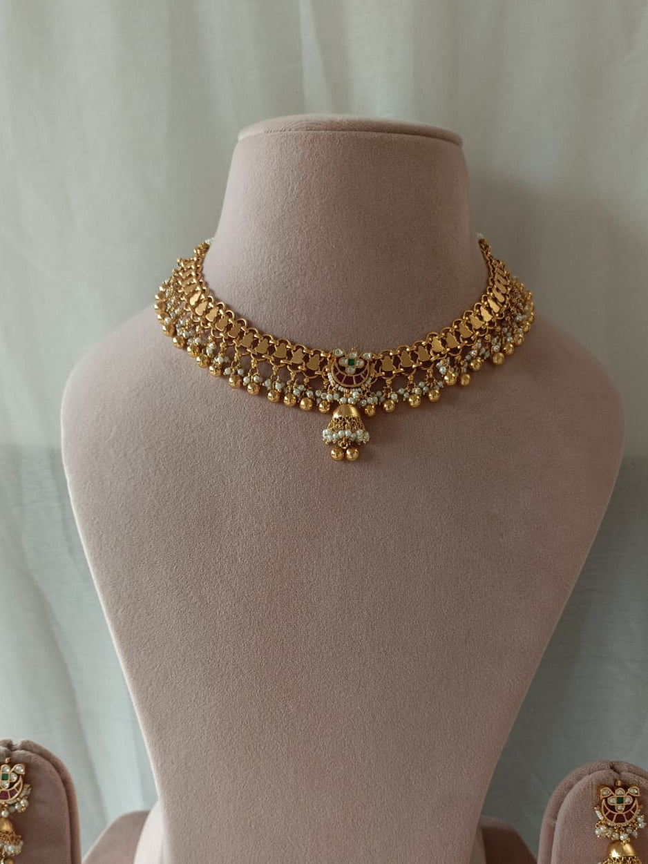 Antique Jadau Chand Necklace Set VNN595