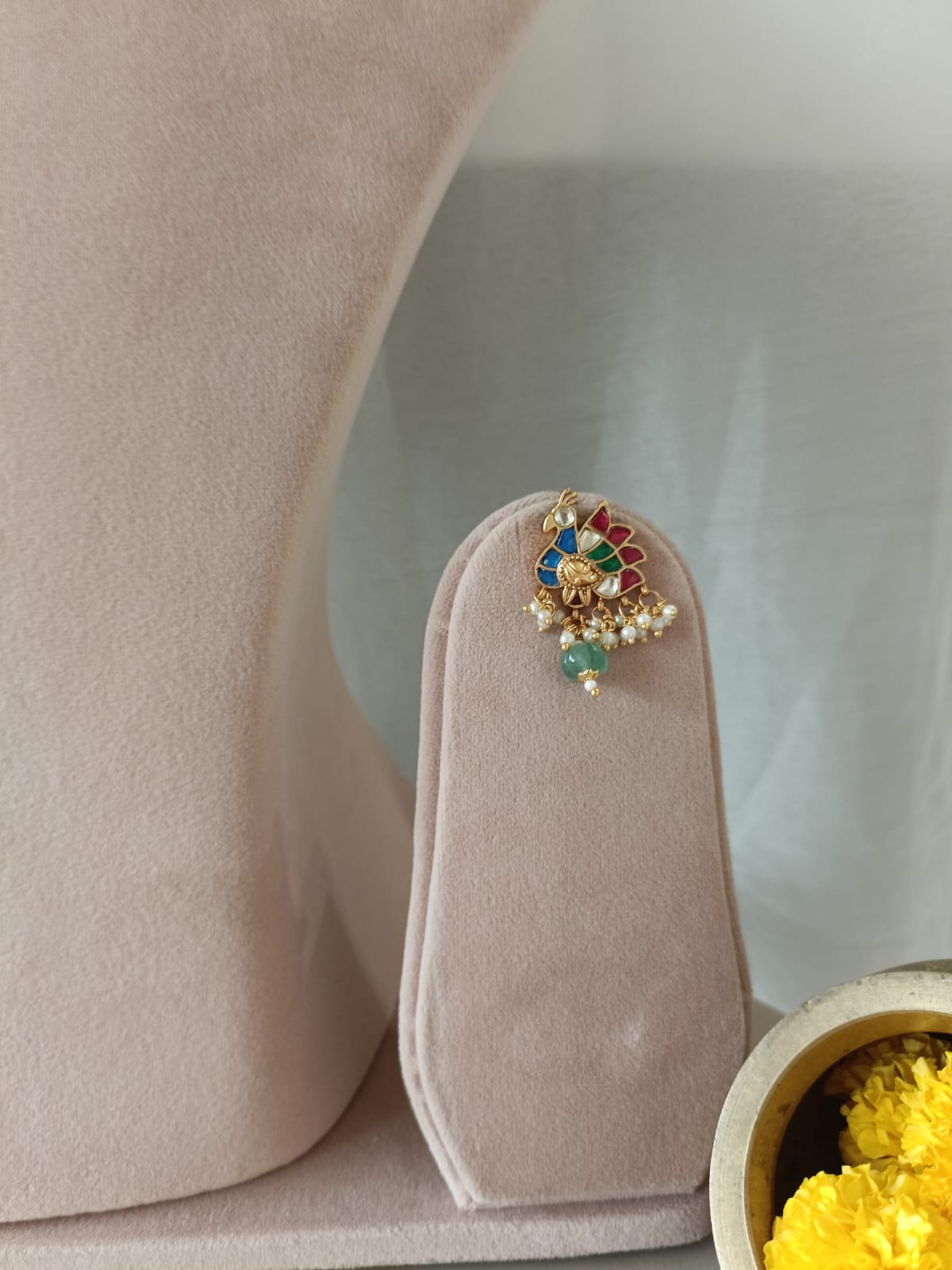 Peacock Kundan Pendant Magmala Set VNN596