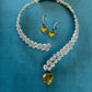 Yellow Heart Drop Diamond Necklace Set VNN597
