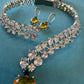 Yellow Heart Drop Diamond Necklace Set VNN597