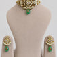 White Jadau Green Dangling Chokar Set VNN613