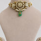 White Jadau Green Dangling Chokar Set VNN613