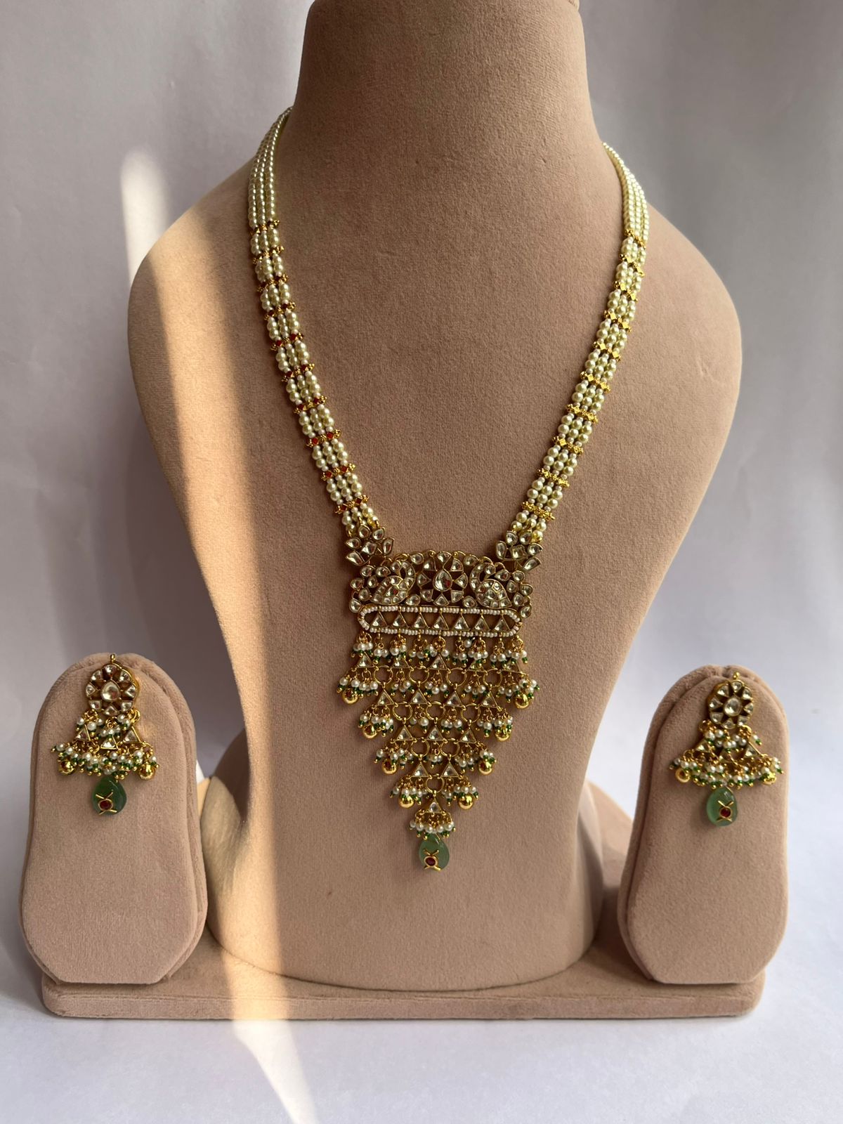 Statement Jadau Pendant Pearl Long Set VNN628