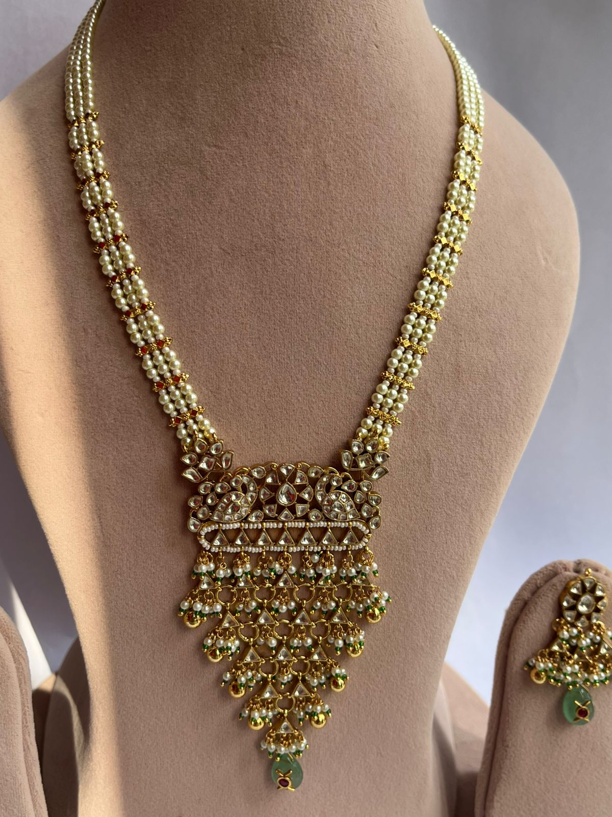 Statement Jadau Pendant Pearl Long Set VNN628