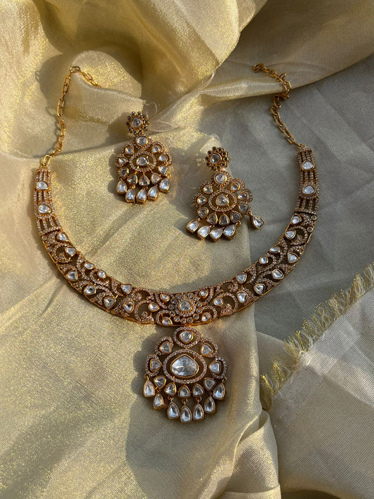 White Polki Hasli Necklace Set VNN633