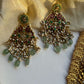 Gini Chandan Green Stone Necklace Set VNN634