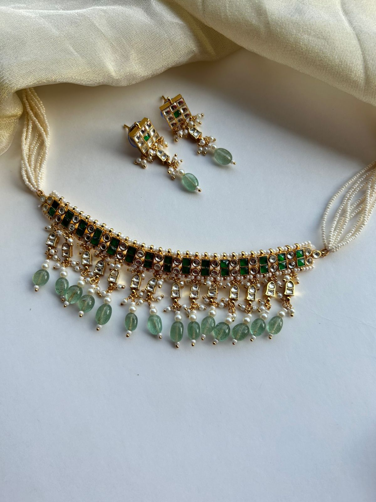 Green Jadau Choker Set VNN638