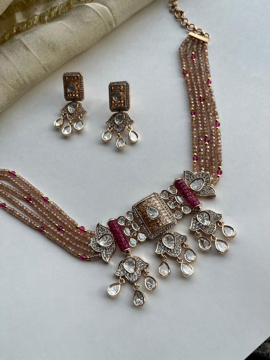 Beige Chauki Choker Set VNN643