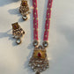 Yellow Pink Chauki Necklace Set VNN647