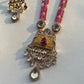 Yellow Pink Chauki Necklace Set VNN647