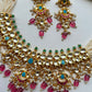 Firoza White Jadau Necklace Set VNN658