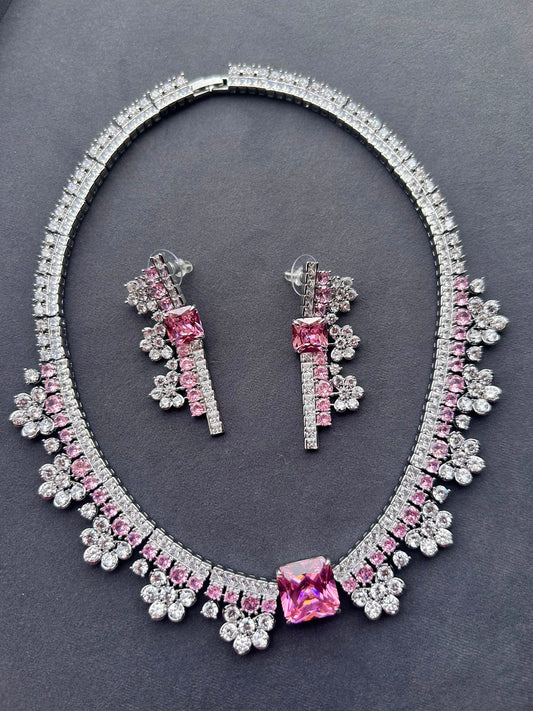 Pink Diamond Necklace Set VNN672