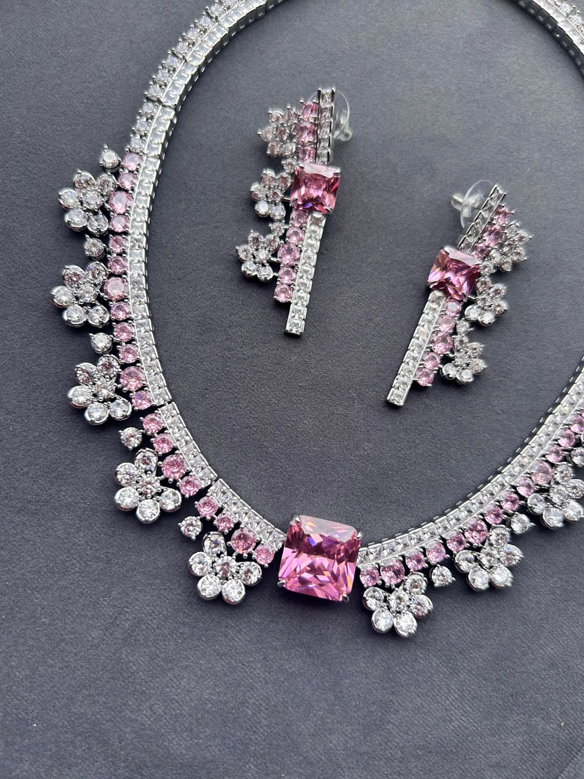 Pink Diamond Necklace Set VNN672