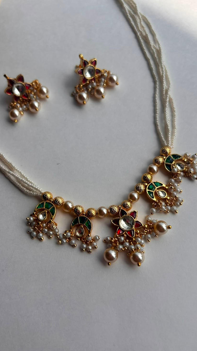 Flower Hanging Necklace Set VNN677