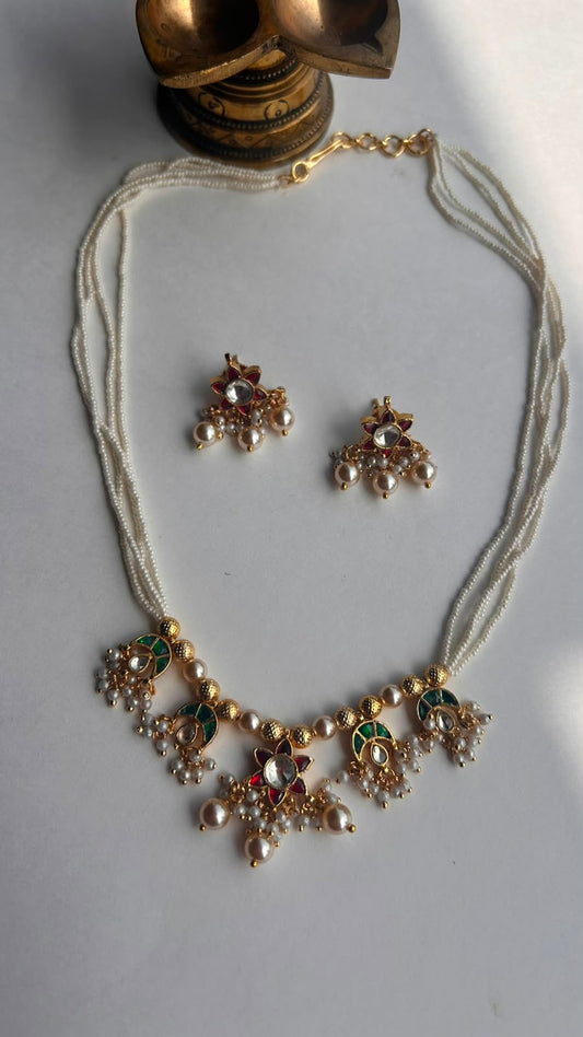 Flower Hanging Necklace Set VNN677