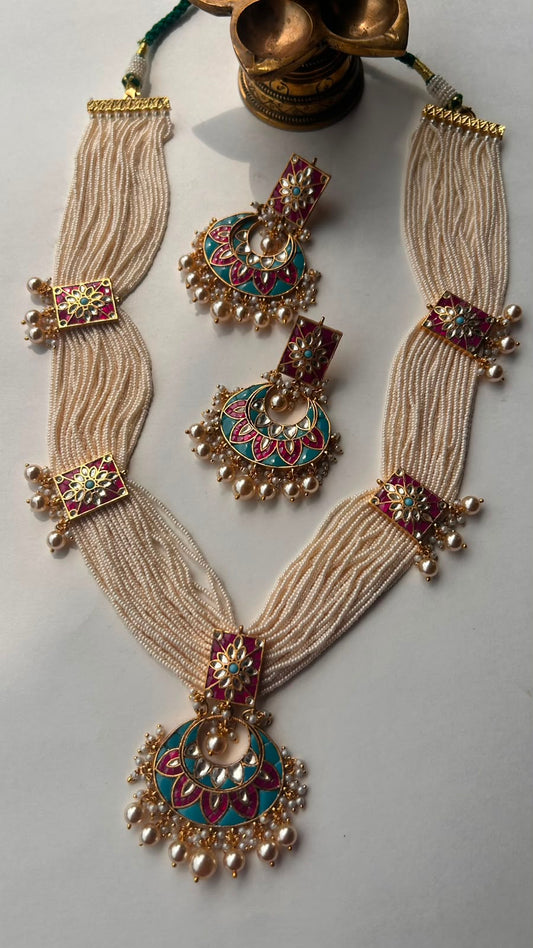 Turquoise Rubi Jadau Long Set VNN681