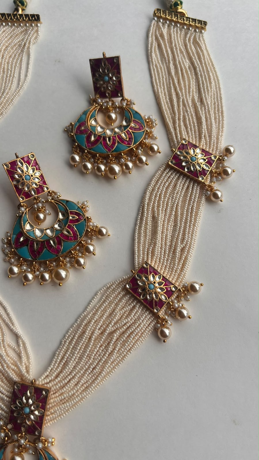 Turquoise Rubi Jadau Long Set VNN681
