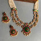Emerald Floral Jadau Necklace Set VNN683
