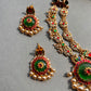 Emerald Floral Jadau Necklace Set VNN683