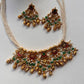 Red Jadau Gold Hanging Necklace Set VNN691