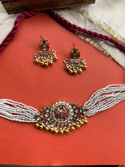 Heritage Lotus Jadau Choker Set VNN695