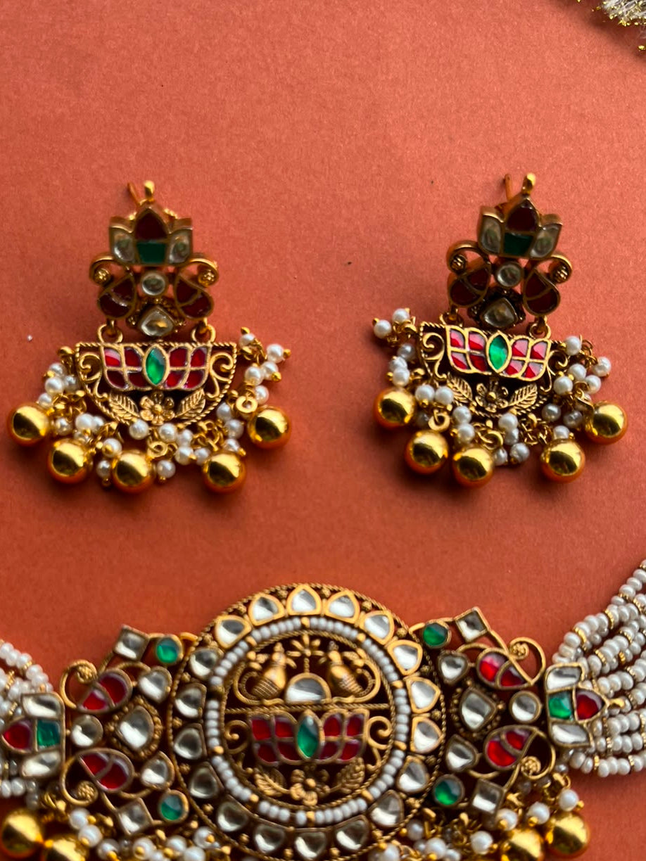 Heritage Lotus Jadau Choker Set VNN695