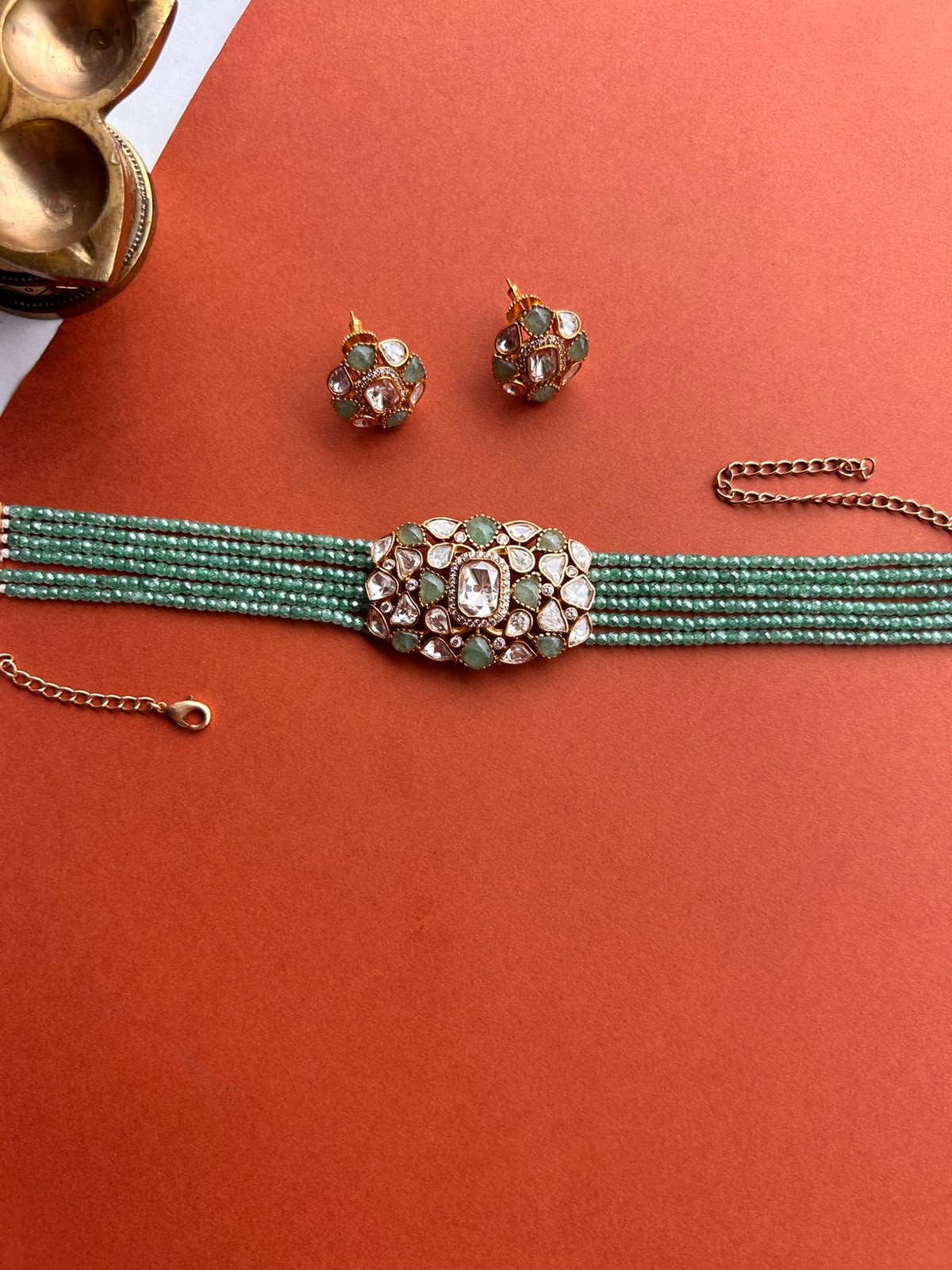 Pastel Green Moissanite Choker Set VNN699
