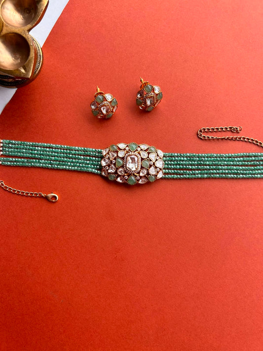Pastel Green Moissanite Choker Set VNN699