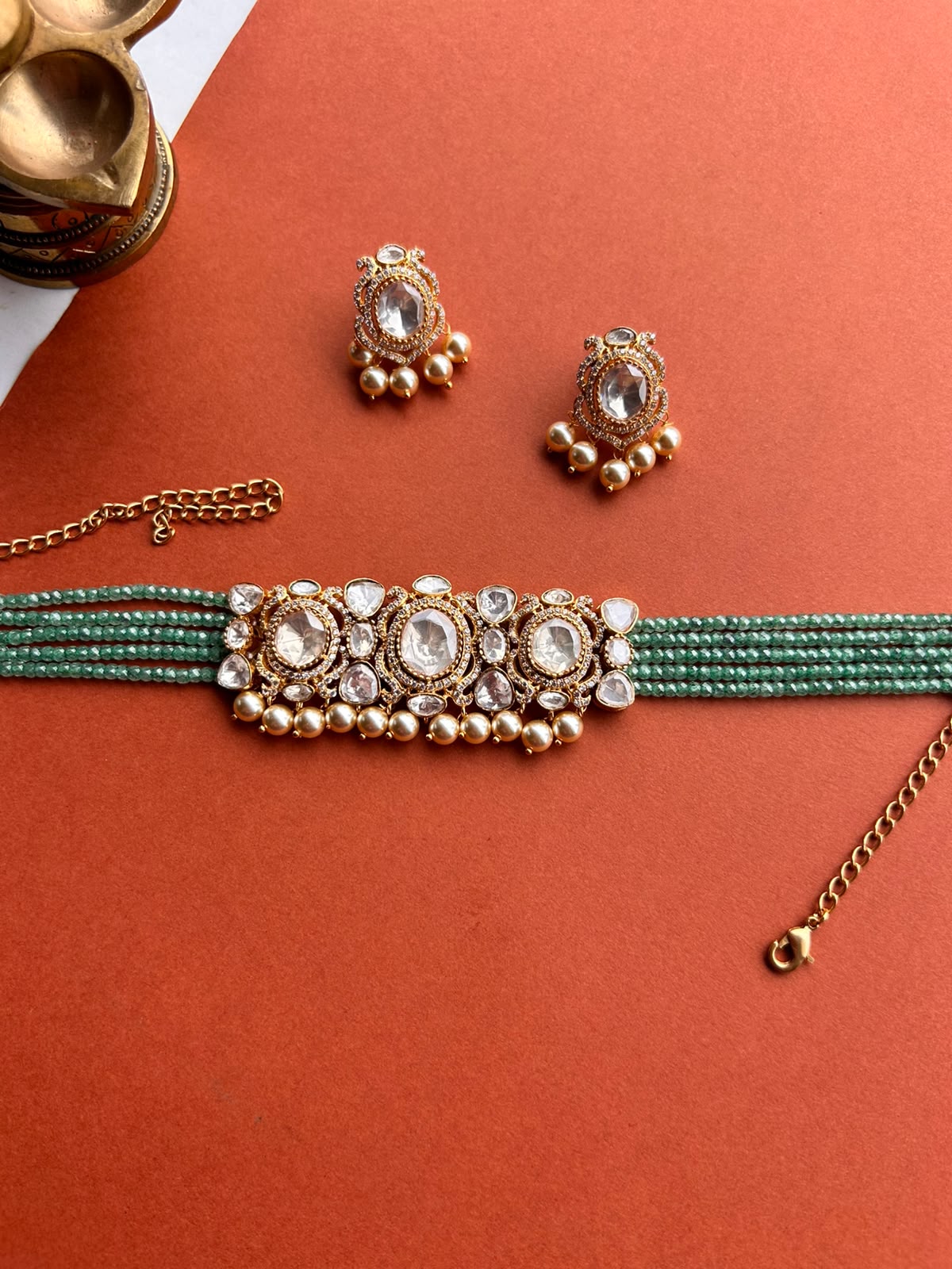 Moissanite Pearl Drop Pastel Choker Set VNN700