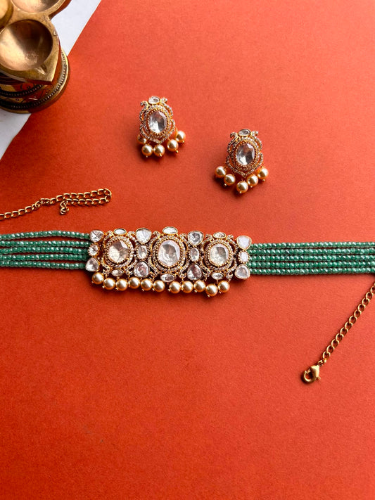 Moissanite Pearl Drop Pastel Choker Set VNN700