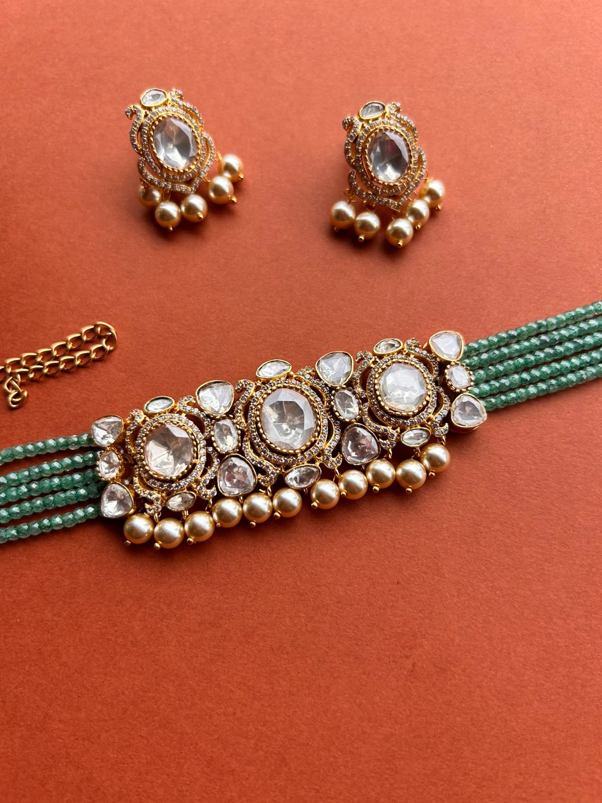 Moissanite Pearl Drop Pastel Choker Set VNN700