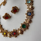 Navratna Moissanite Necklace Set VNN702