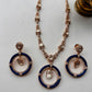 Blue Round Moissanite Pendant Set VNN705