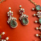 Mint Green & Flower Moissanite Necklace Set VNN708