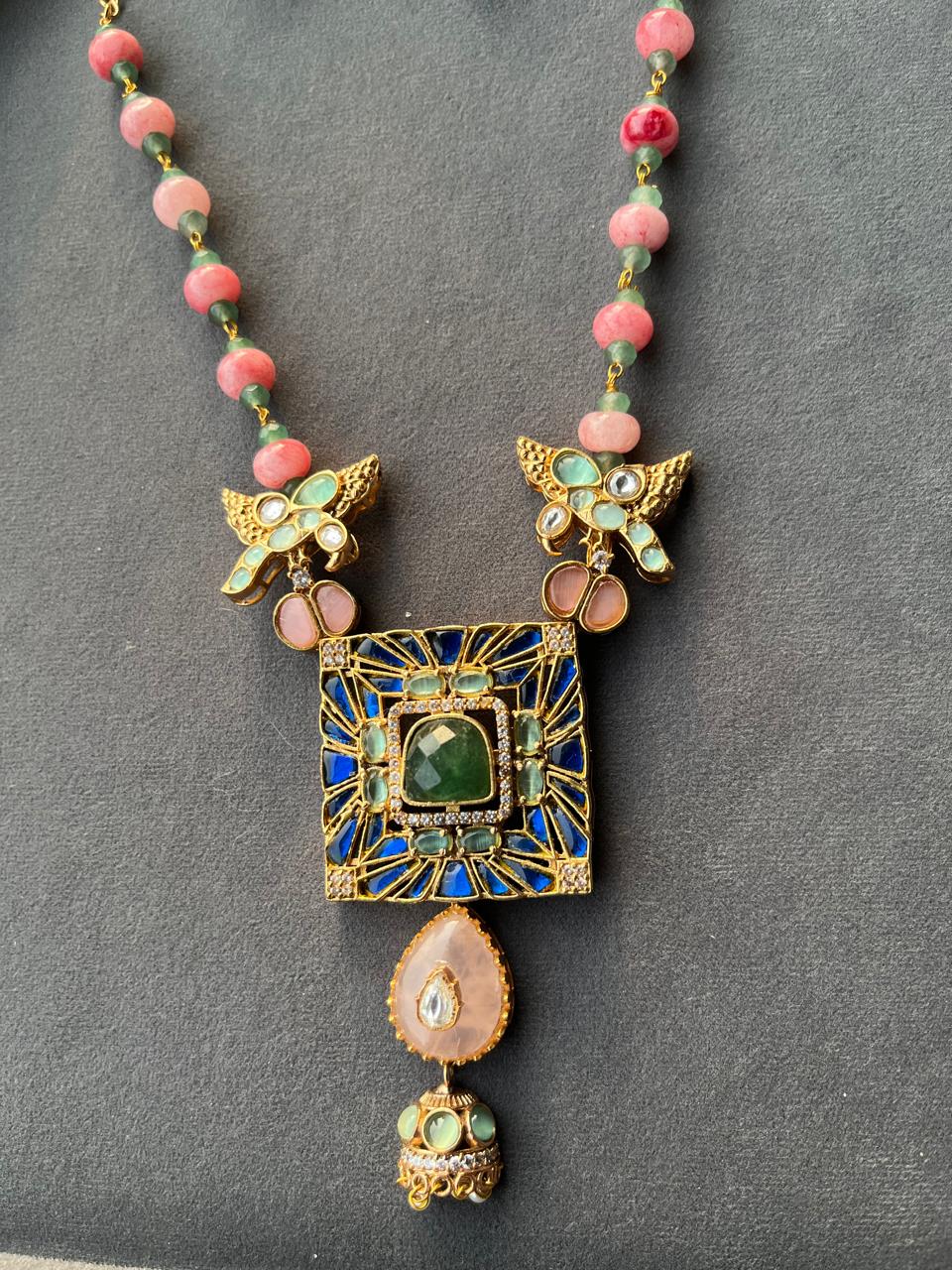 Square Pendant Lotus Mala Set VNN717