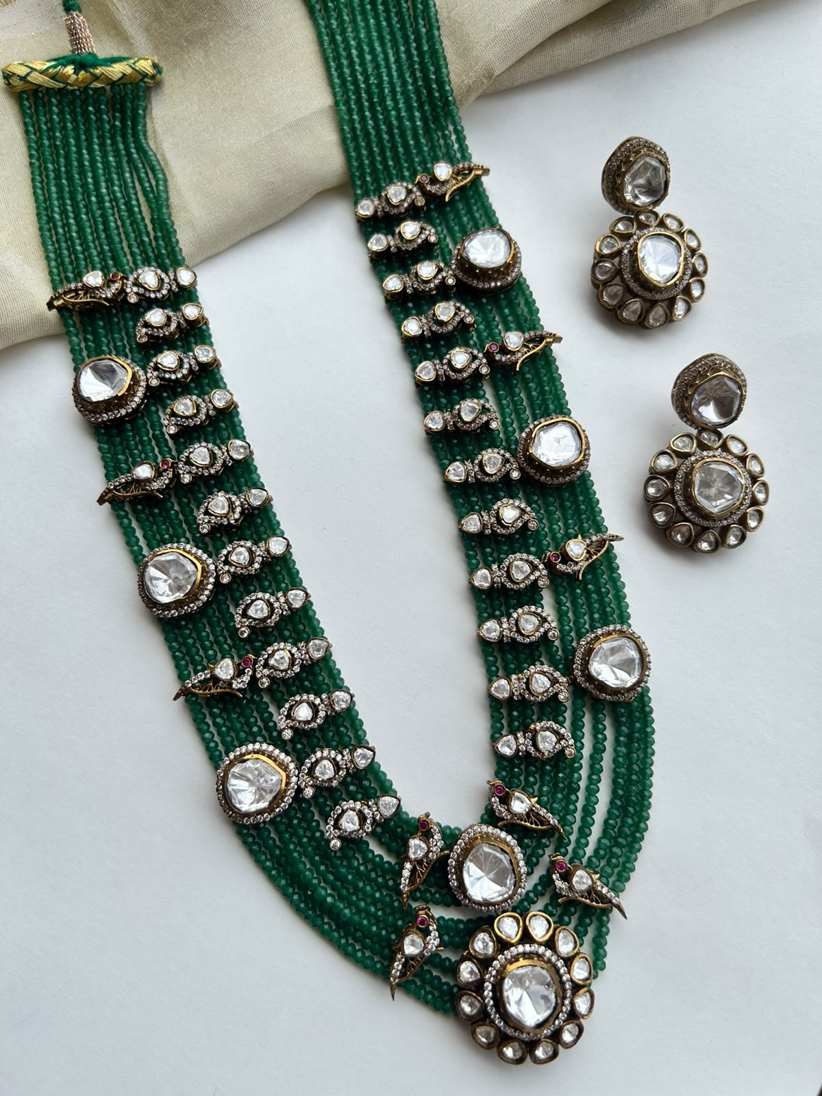 Victorian Polki Green Mala Set VNN720