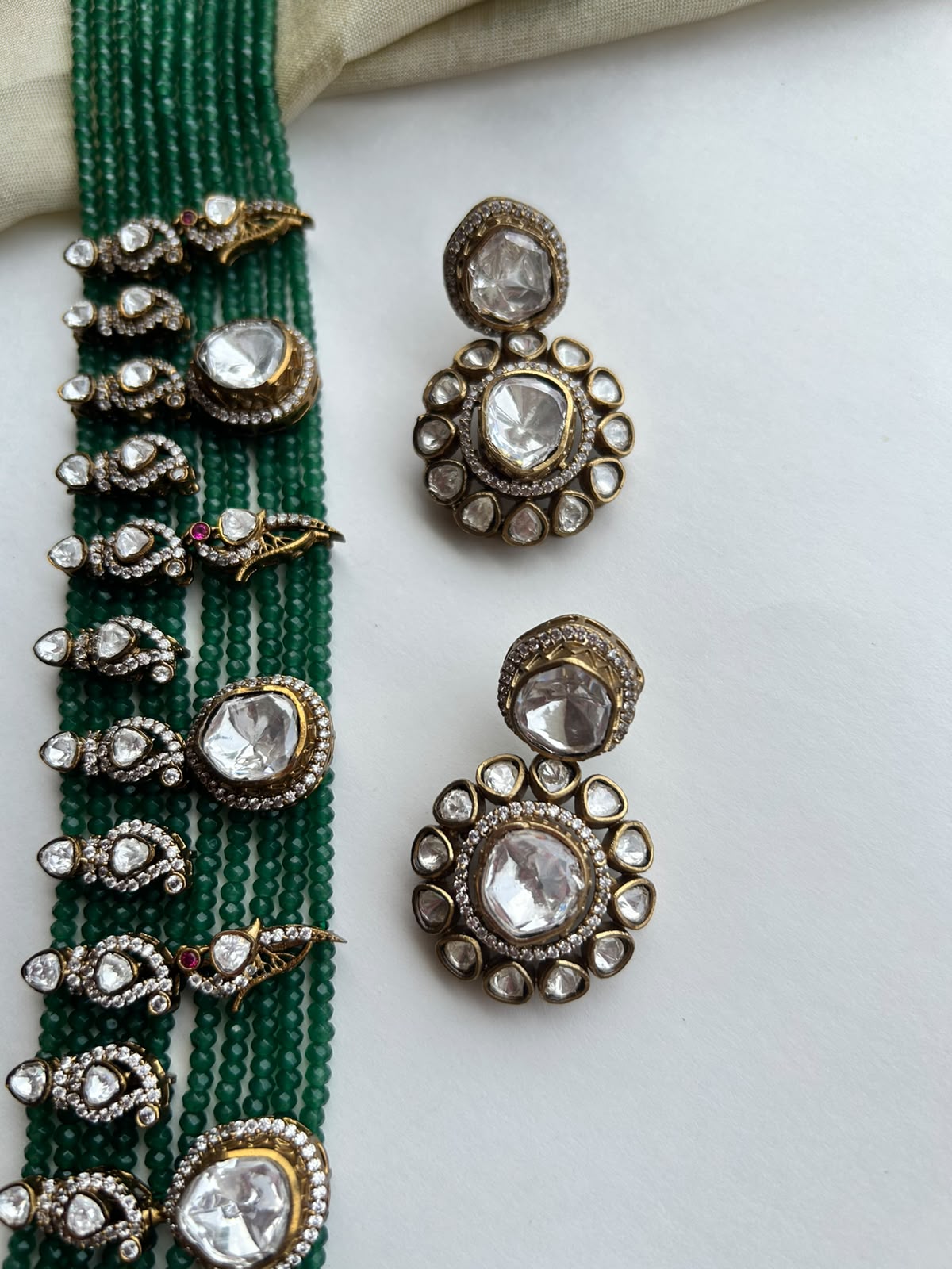 Victorian Polki Green Mala Set VNN720