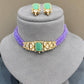Mint Purple Polki Choker Set VNN722