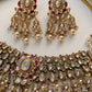 Mint Green Rubi Bridal Necklace Set With Tika VNN724