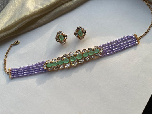 Oval cut Emerald Choker Set VNN730