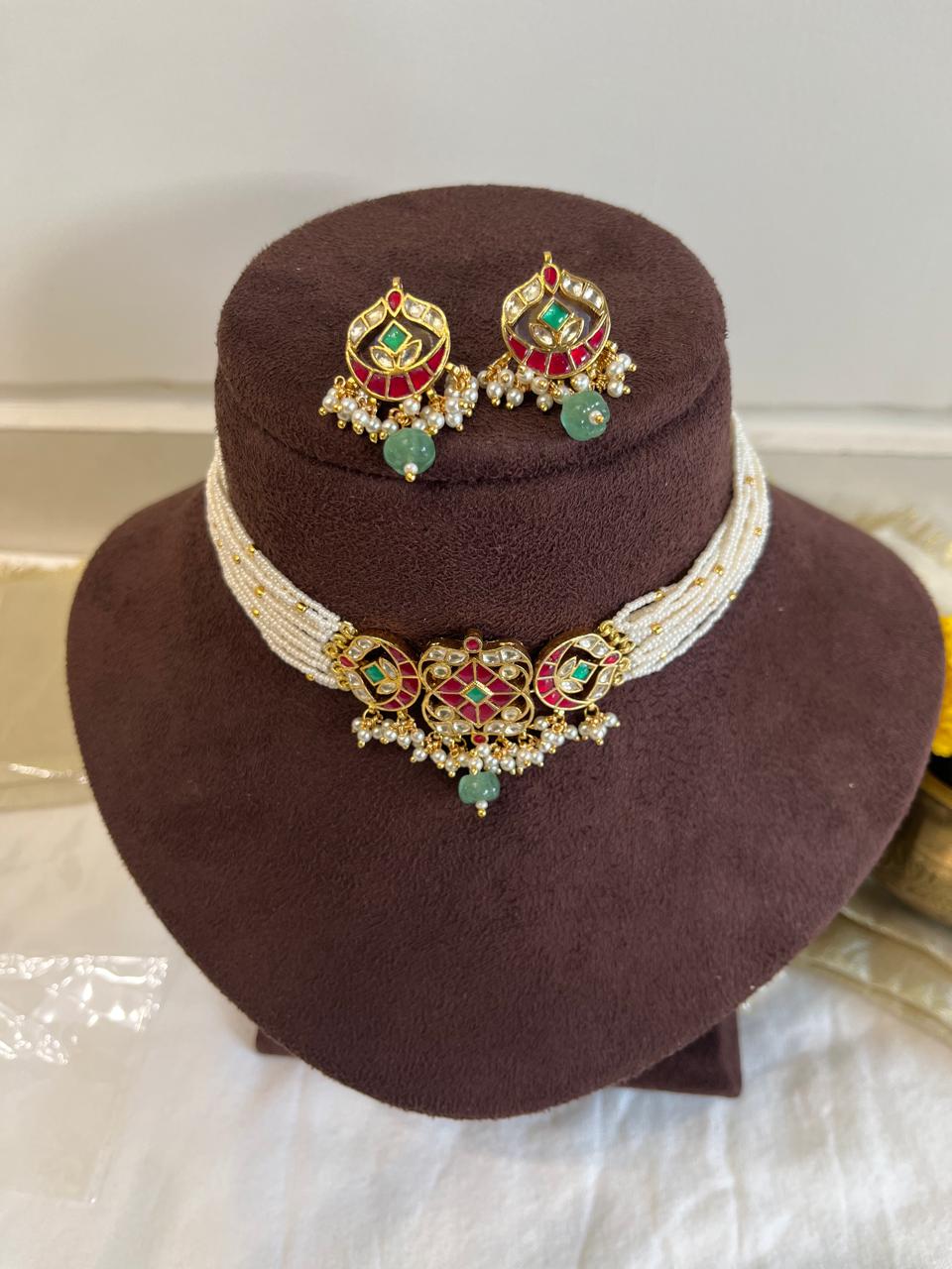 Square Multi Jadau Choker Set VNN751