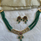 White Jadau Green Beads Choker Set VNN753