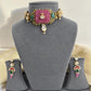 Pink Carving Stone Vrunda Choker Set VNN757