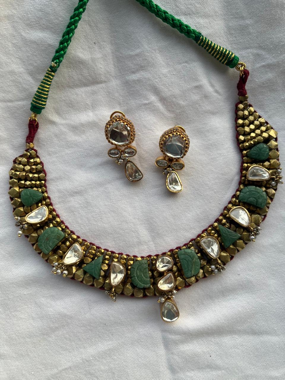 Green Stone Vrunda Necklace Set VNN758