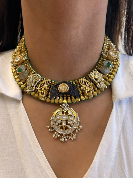 Purple Carving Stone Vrunda Necklace  Set VNN760