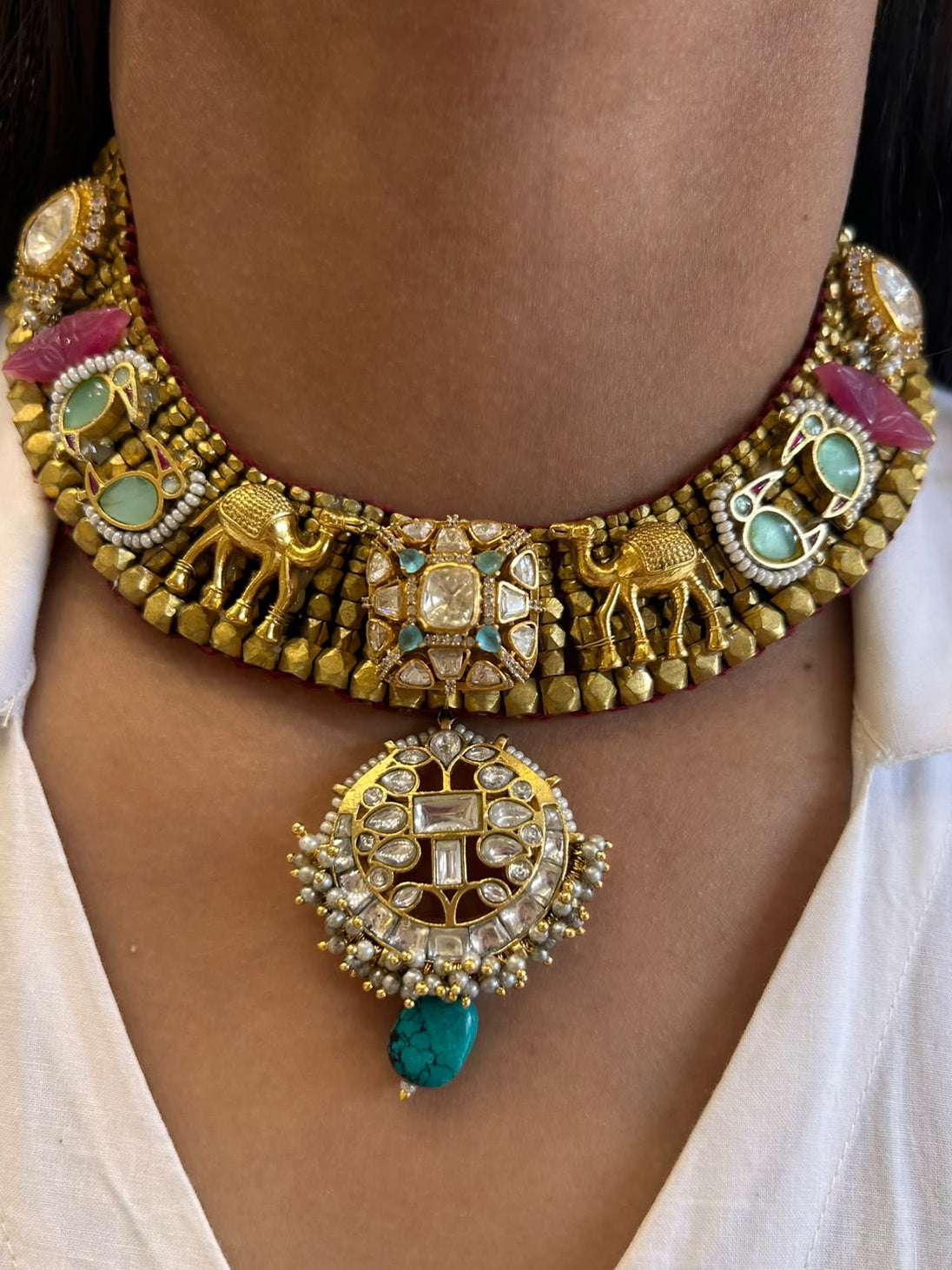Camel Pastel Vrunda Necklace Set VNN762