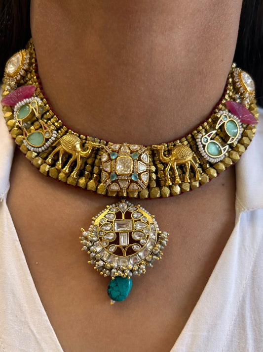 Camel Pastel Vrunda Necklace Set VNN762
