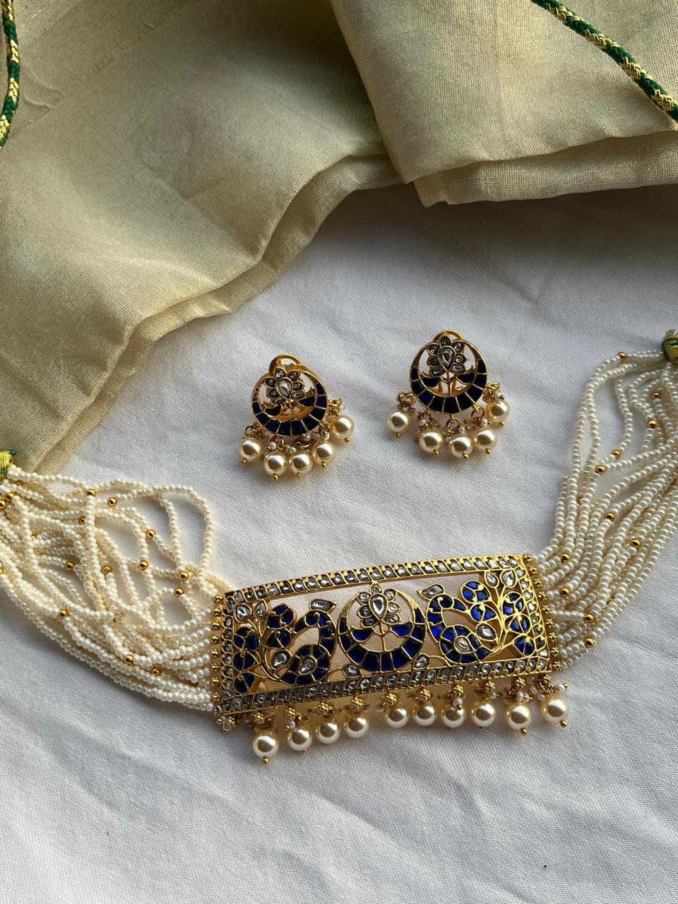 Blue Jadau Choker set VNN764